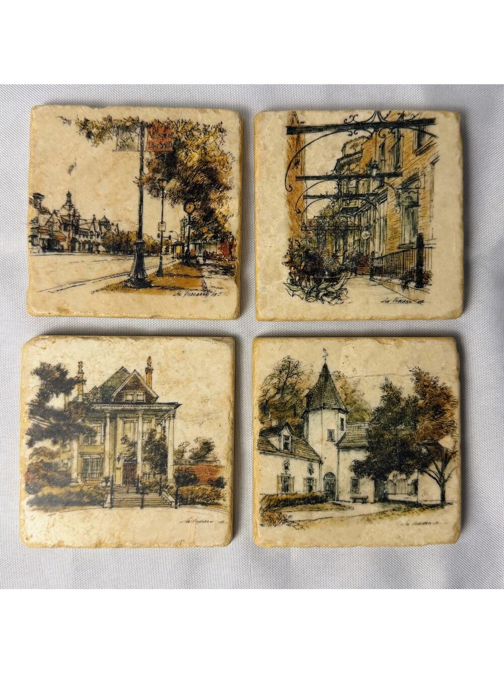 VTG Italian Marble Coasters Set/4 Studio Vertu Functional Art by Lev Kublanov